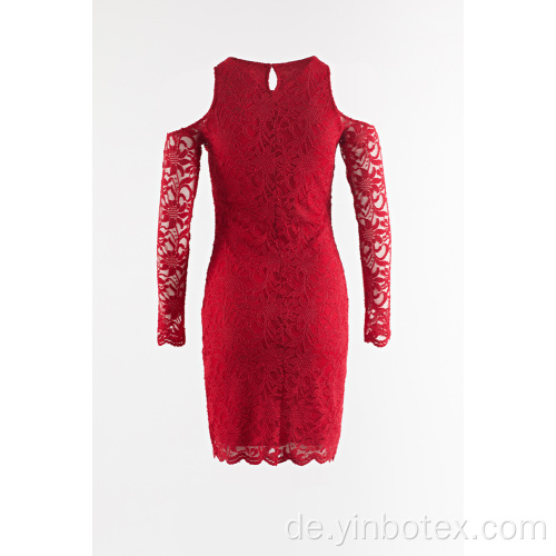 Rotes Spitzenkleid mit Schulterfrei